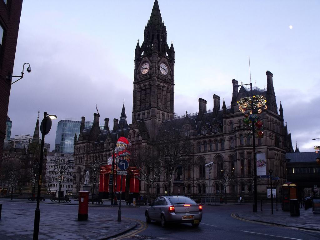 Manchester city skyline at dusk